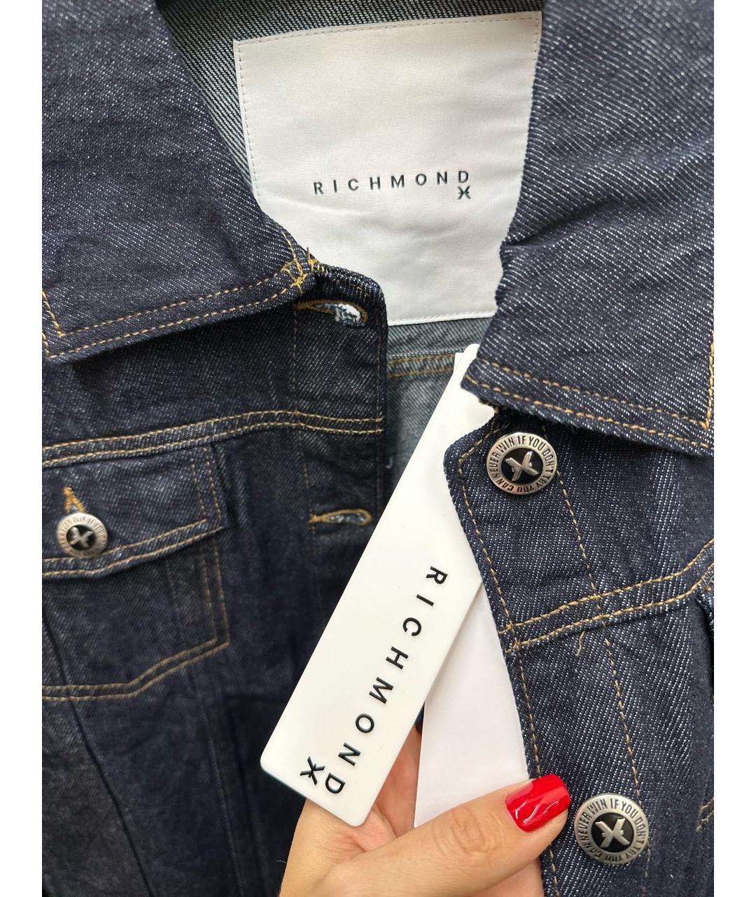 JOHN RICHMOND Темно-синяя хлопковая куртка, фото 7