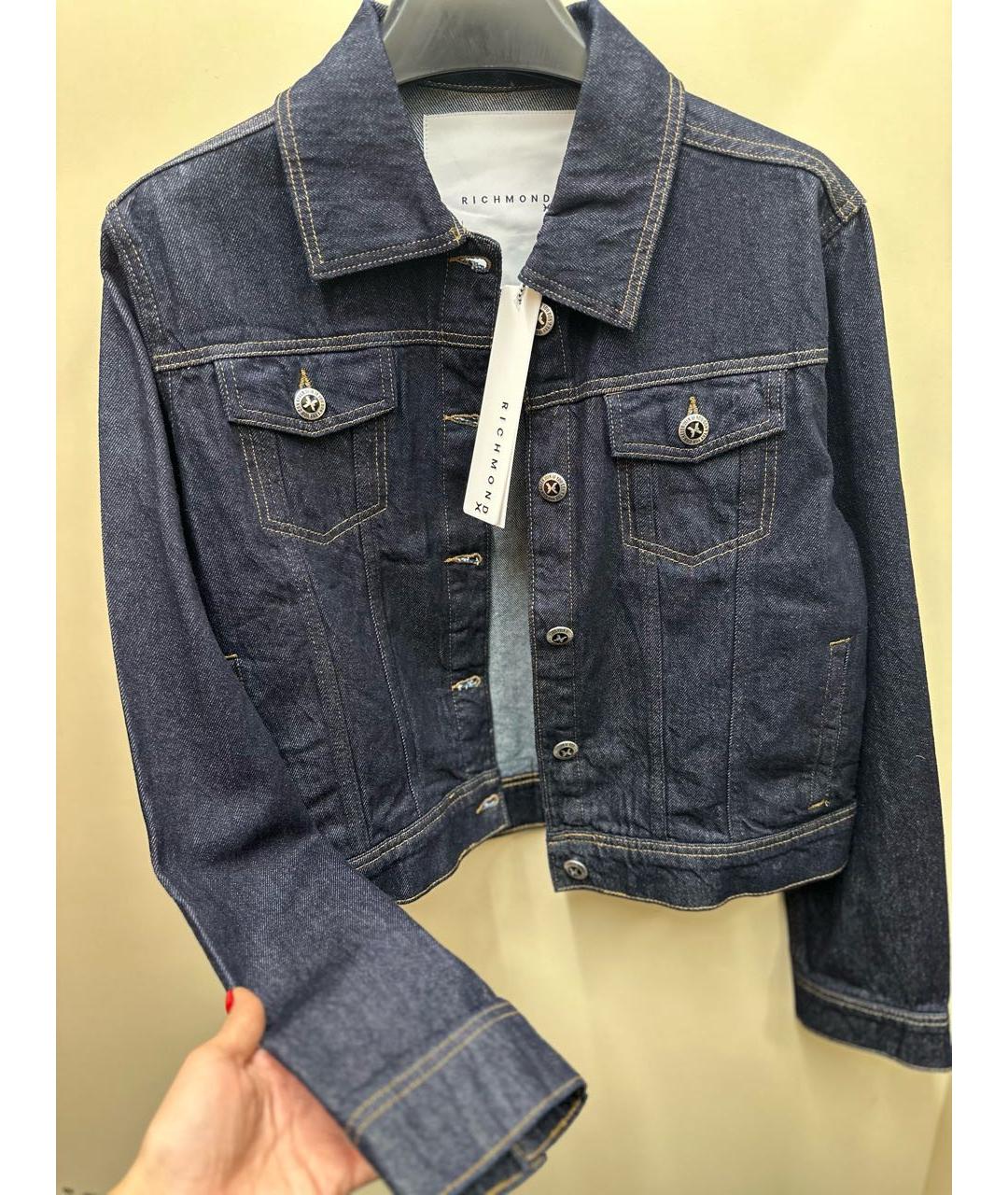 JOHN RICHMOND Темно-синяя хлопковая куртка, фото 6