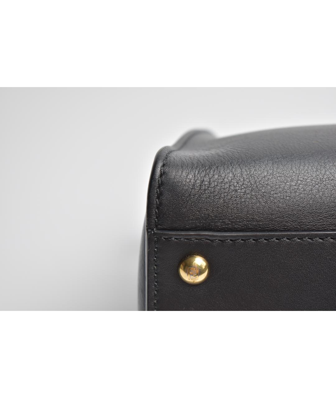 FENDI Черная кожаная сумка с короткими ручками, фото 5