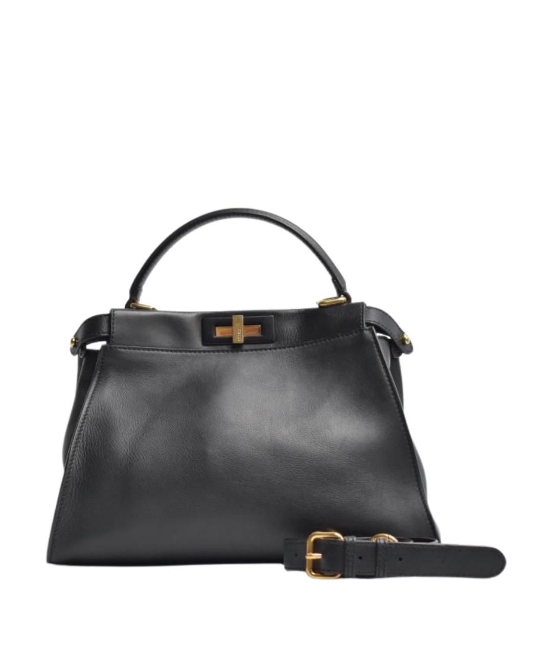 FENDI Черная кожаная сумка с короткими ручками, фото 1