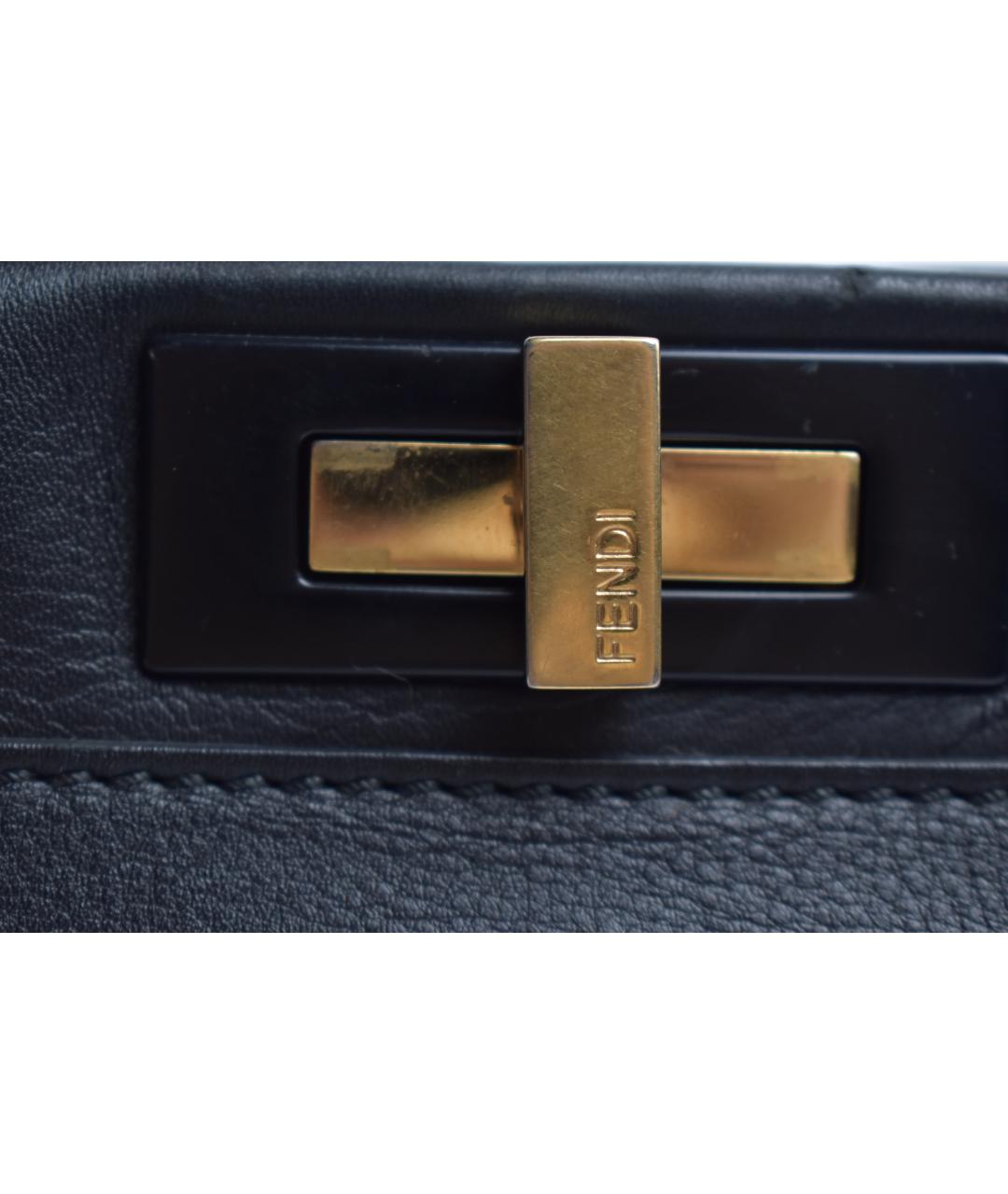FENDI Черная кожаная сумка с короткими ручками, фото 6