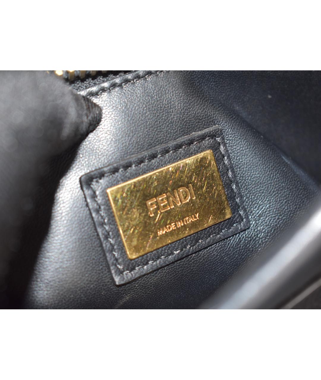 FENDI Черная кожаная сумка с короткими ручками, фото 7