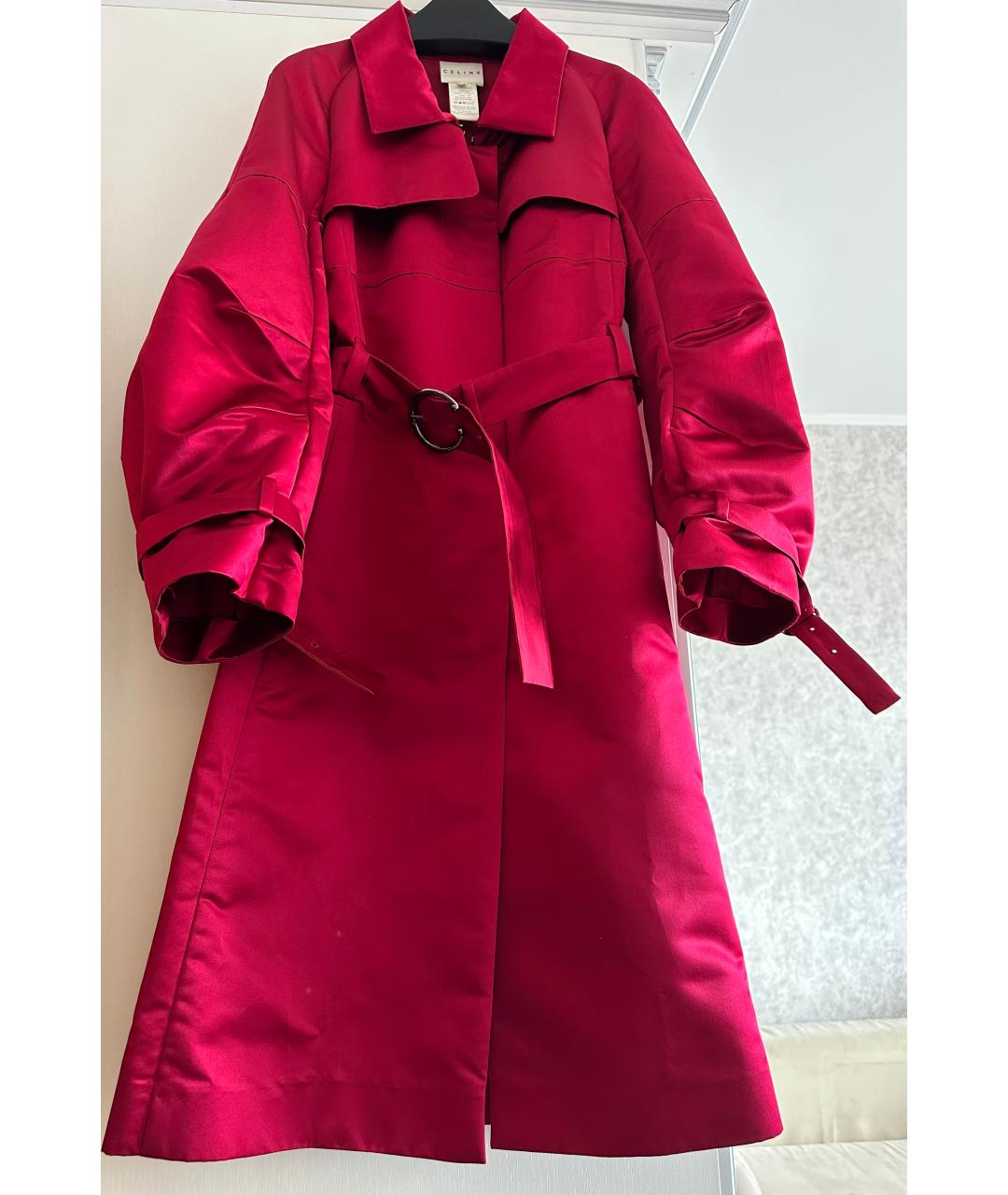 CELINE Красный шелковый тренч/плащ, фото 5