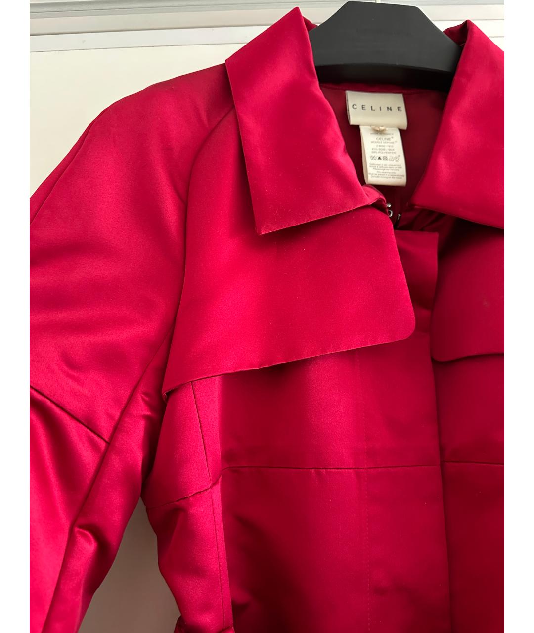 CELINE Красный шелковый тренч/плащ, фото 2
