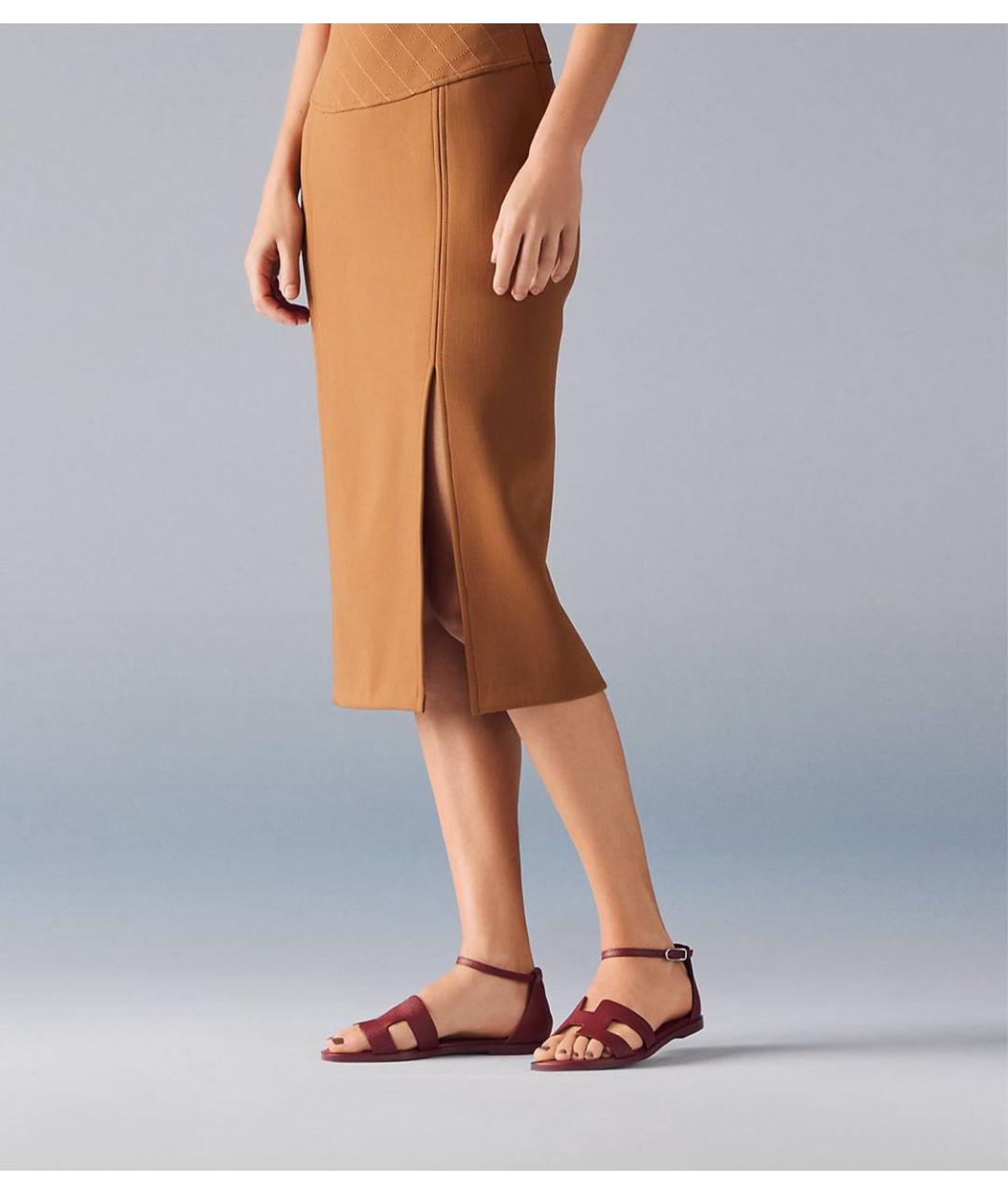 HERMES Бордовые кожаные сандалии, фото 5