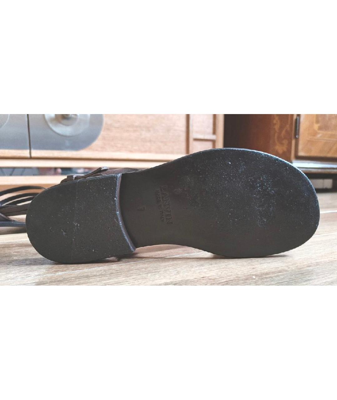 LANVIN Коричневые кожаные сандалии, фото 4