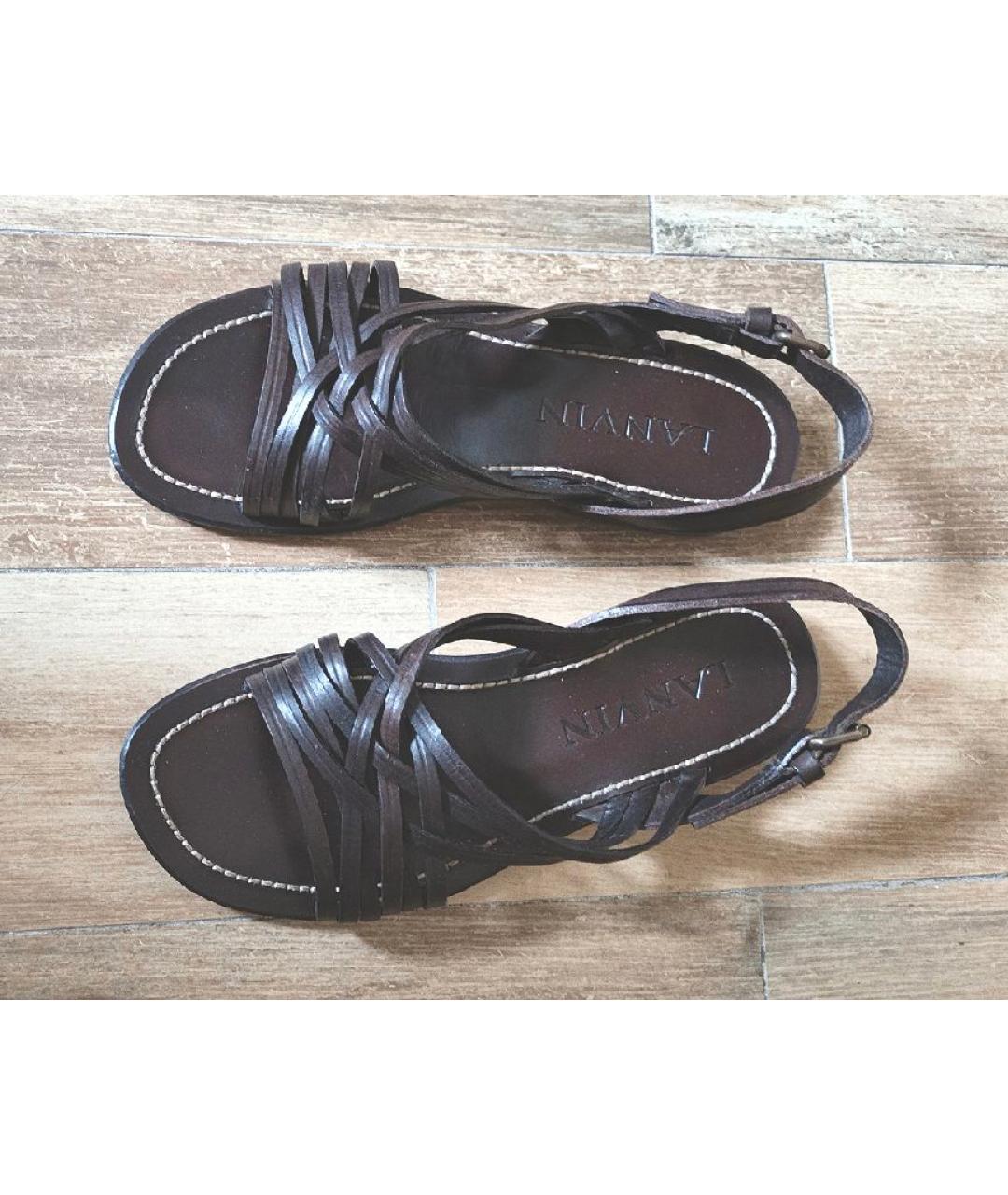 LANVIN Коричневые кожаные сандалии, фото 3