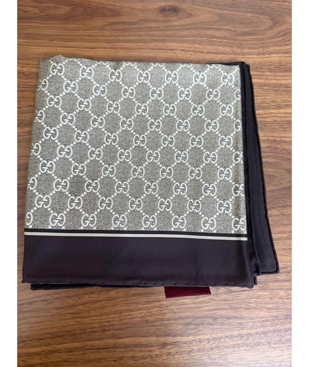 GUCCI Золотой шелковый платок, фото 8