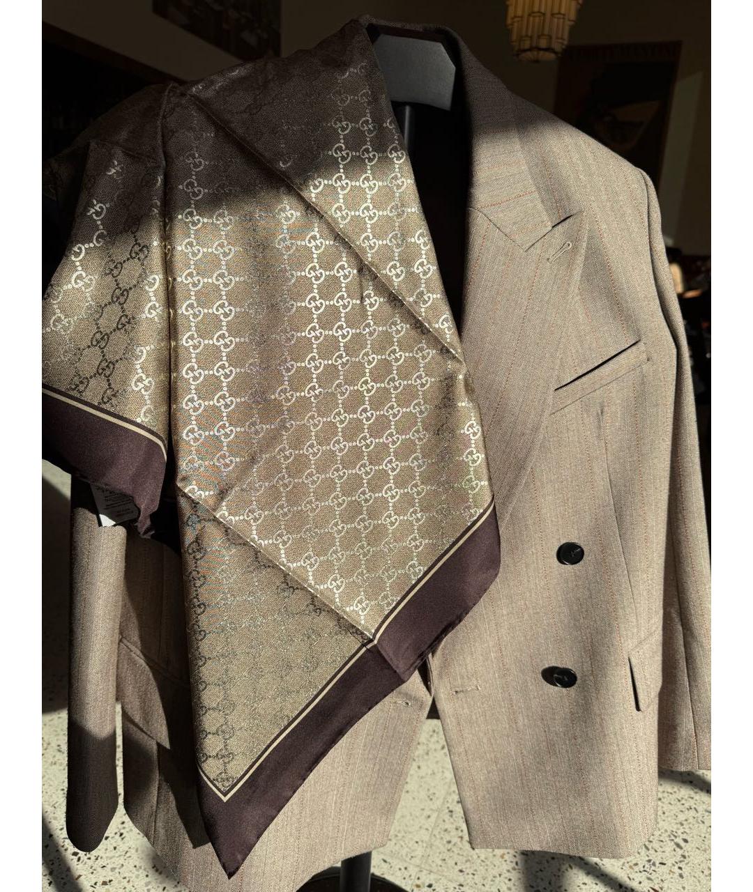 GUCCI Золотой шелковый платок, фото 7