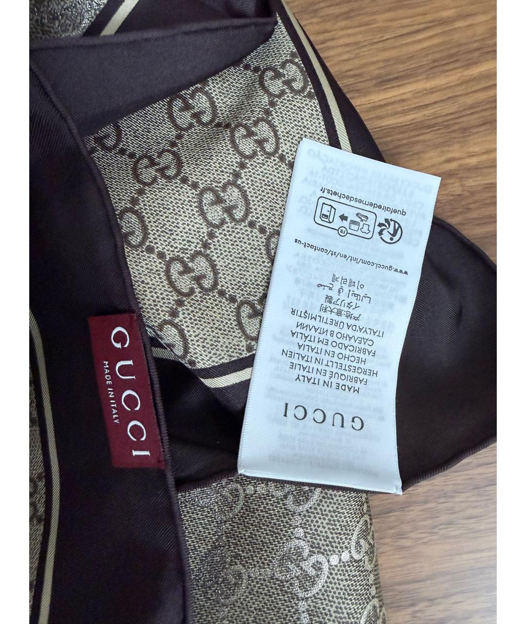 GUCCI Золотой шелковый платок, фото 5
