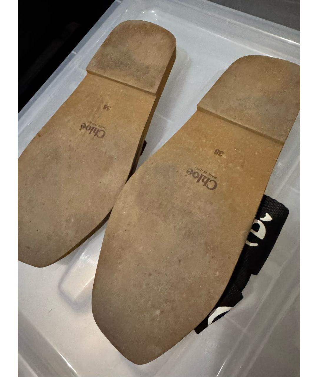 CHLOE Черные текстильные шлепанцы, фото 5