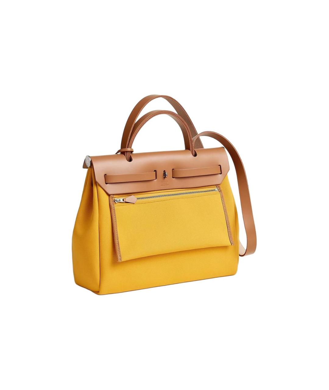 HERMES Горчичная сумка с короткими ручками, фото 3