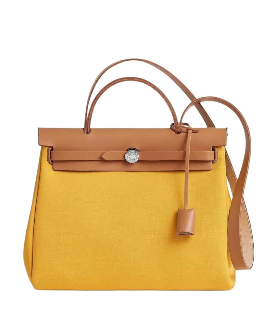HERMES Горчичная сумка с короткими ручками, фото 1