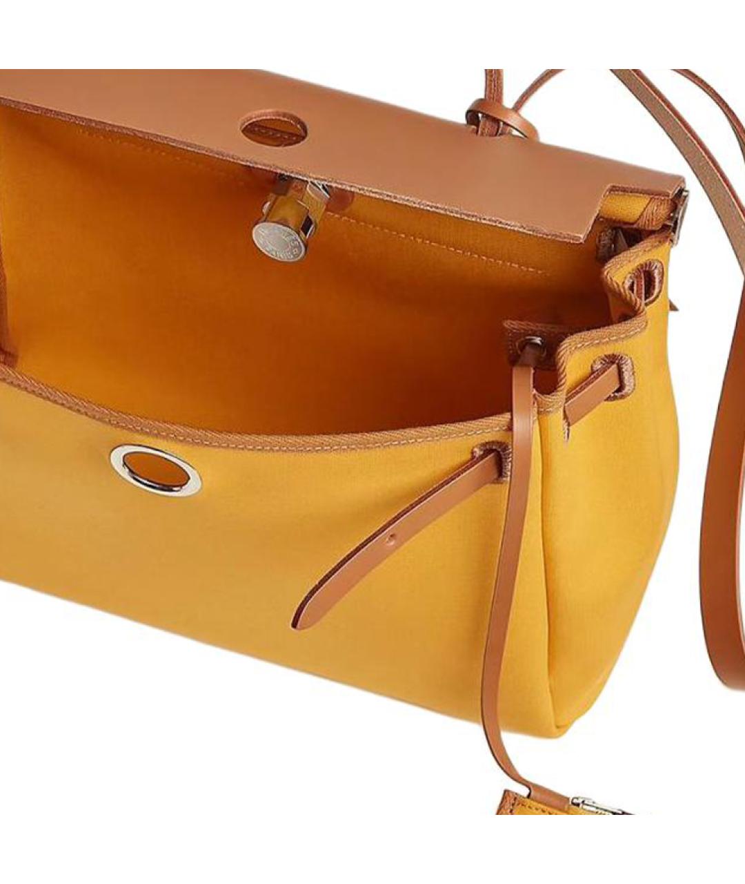 HERMES Горчичная сумка с короткими ручками, фото 4