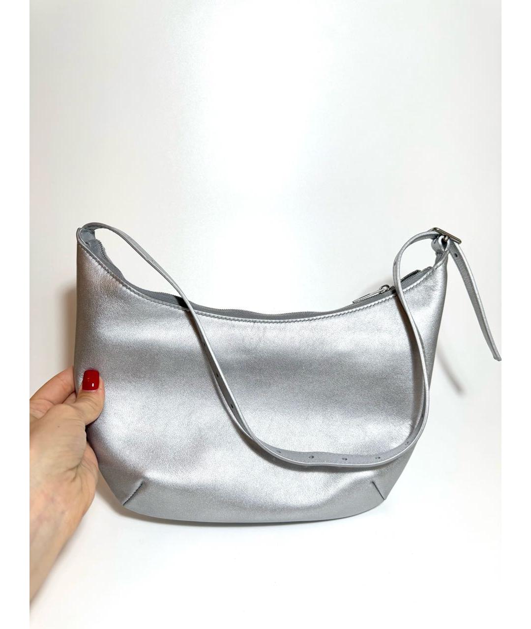 BALENCIAGA Серебряная кожаная сумка через плечо, фото 3