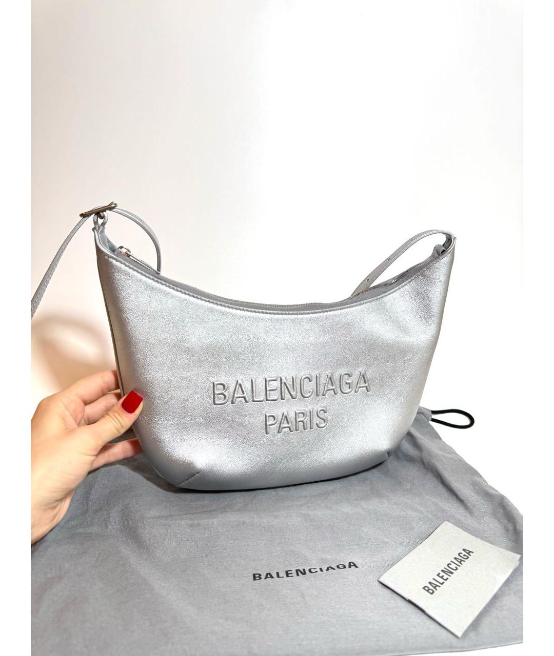 BALENCIAGA Серебряная кожаная сумка через плечо, фото 5