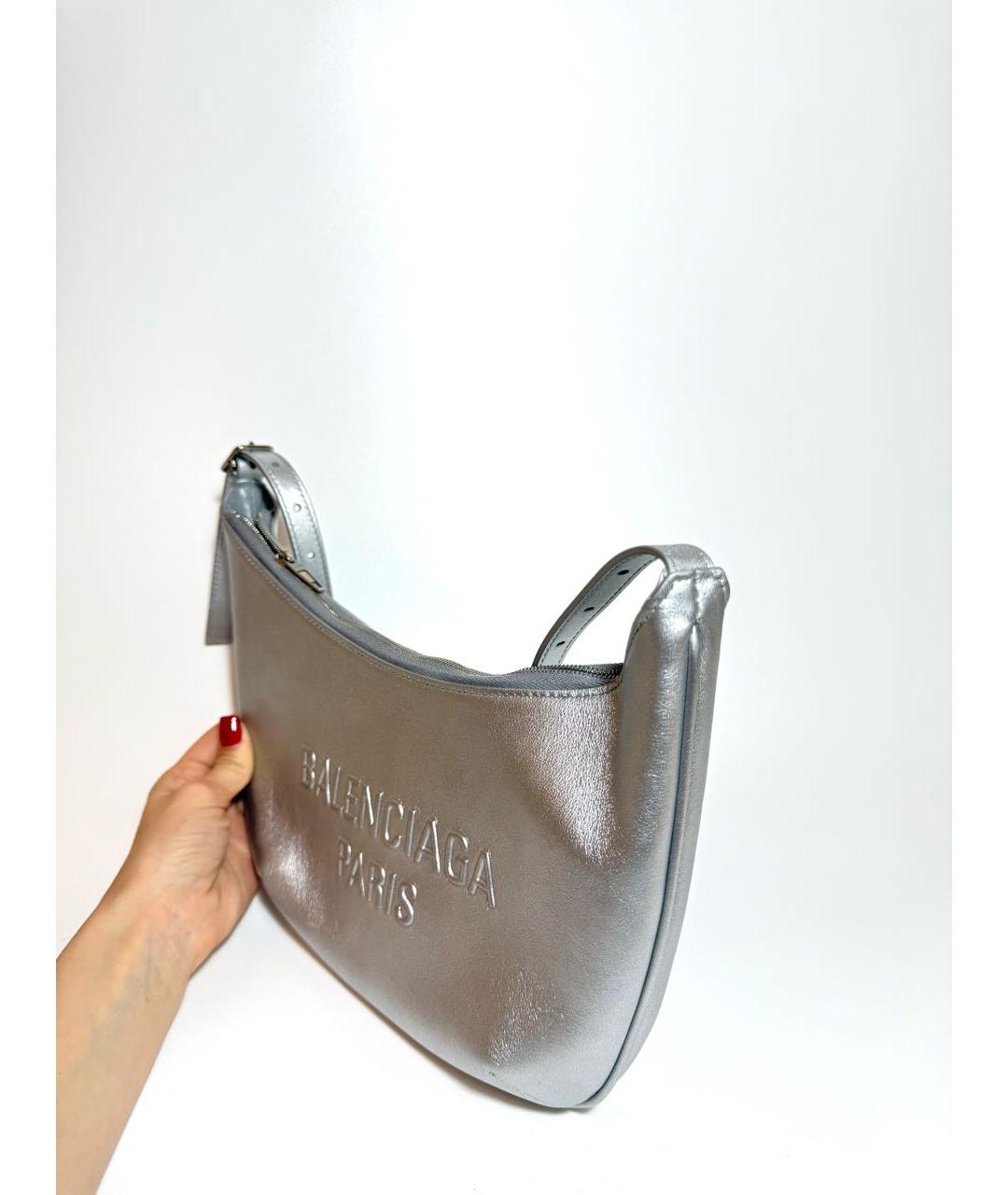 BALENCIAGA Серебряная кожаная сумка через плечо, фото 2