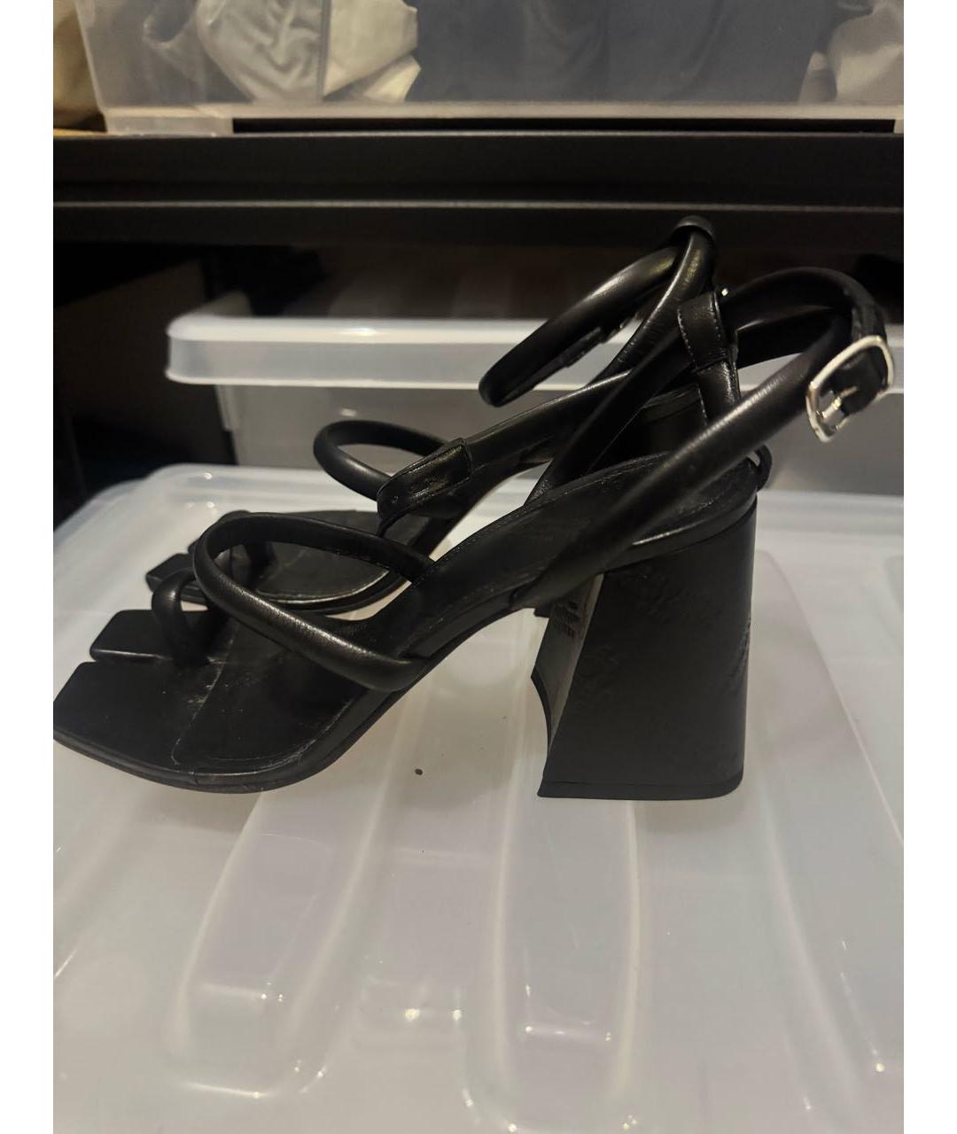 MAISON MARGIELA Черные кожаные босоножки, фото 5
