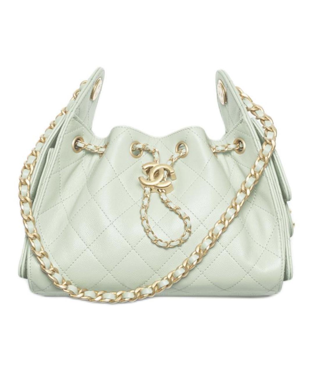 CHANEL Салатовая кожаная сумка через плечо, фото 1