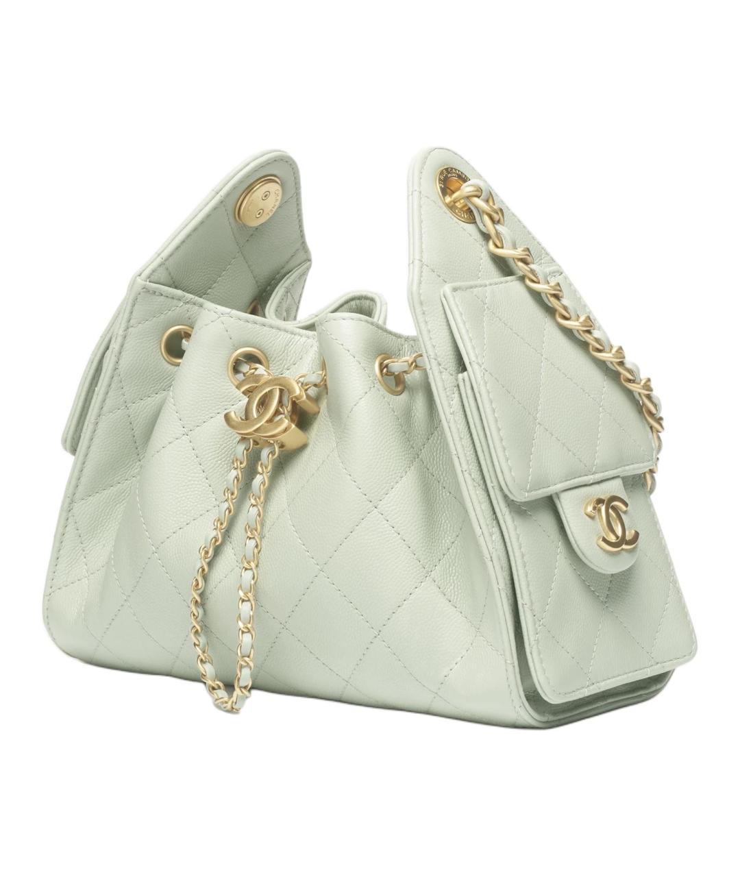 CHANEL Салатовая кожаная сумка через плечо, фото 2