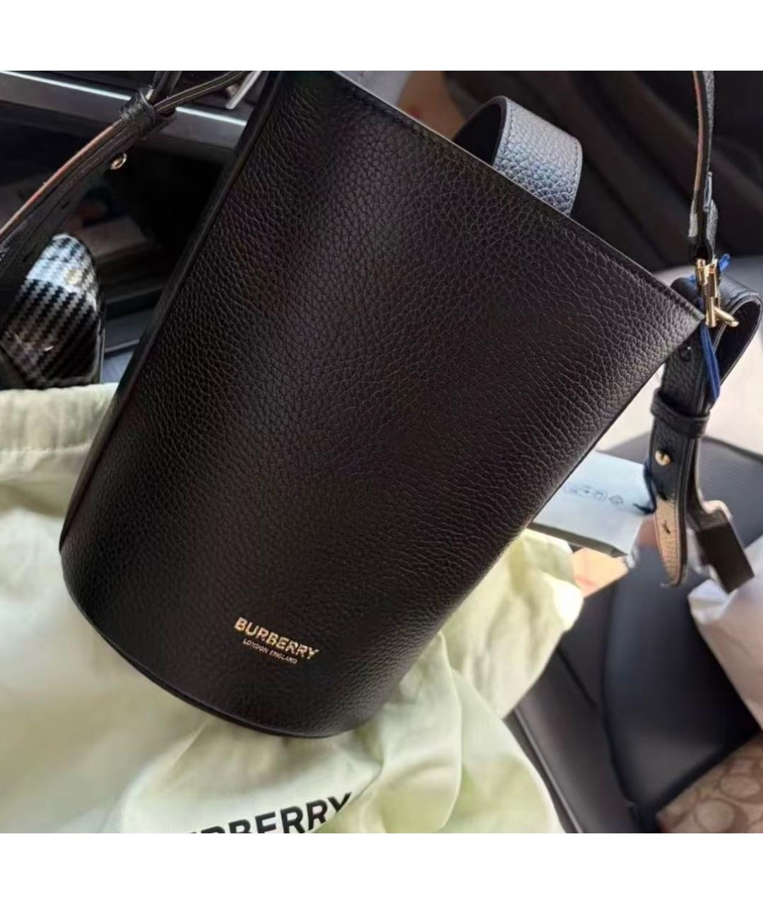 BURBERRY Черная кожаная сумка через плечо, фото 8