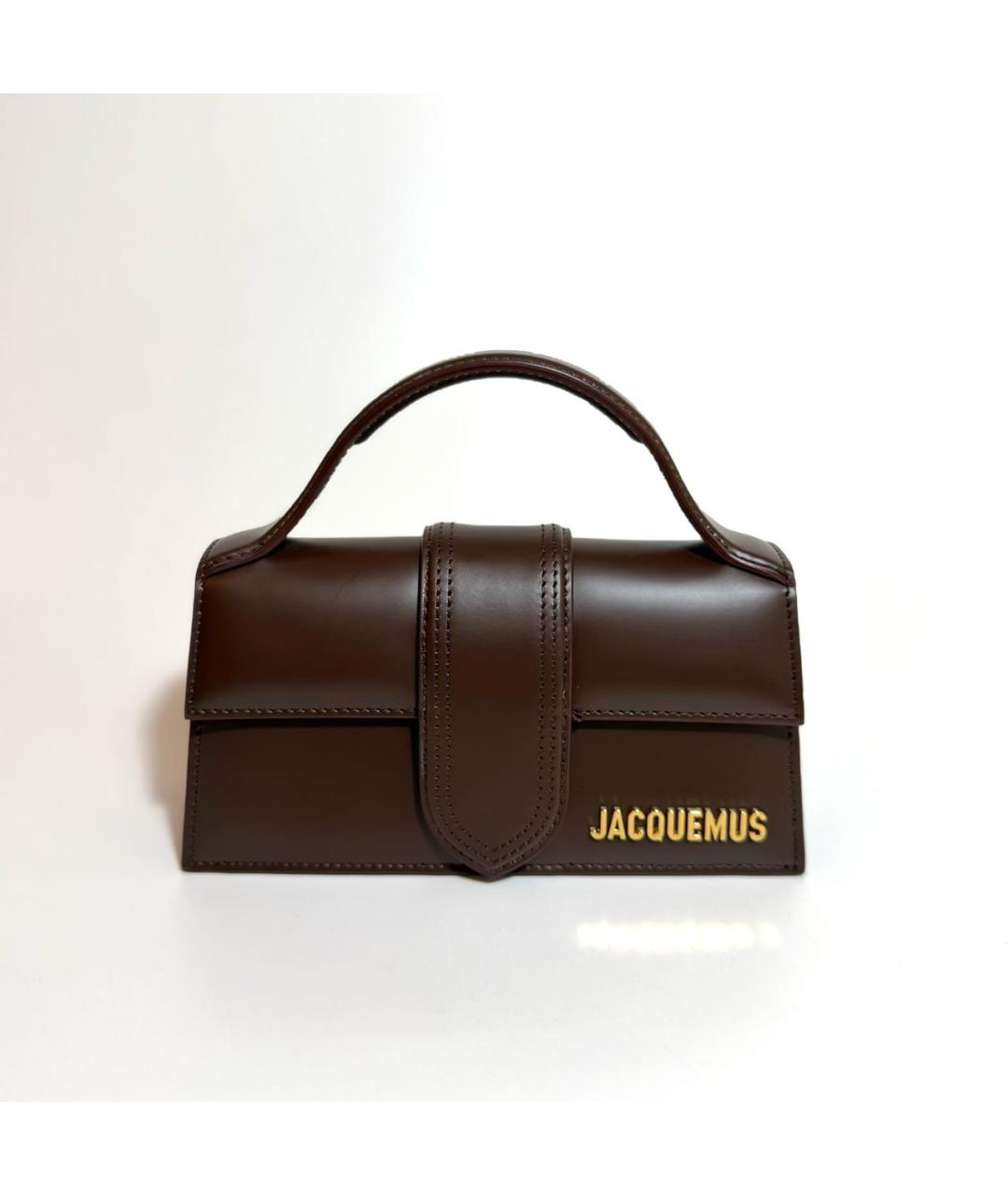 JACQUEMUS Коричневая кожаная сумка с короткими ручками, фото 7