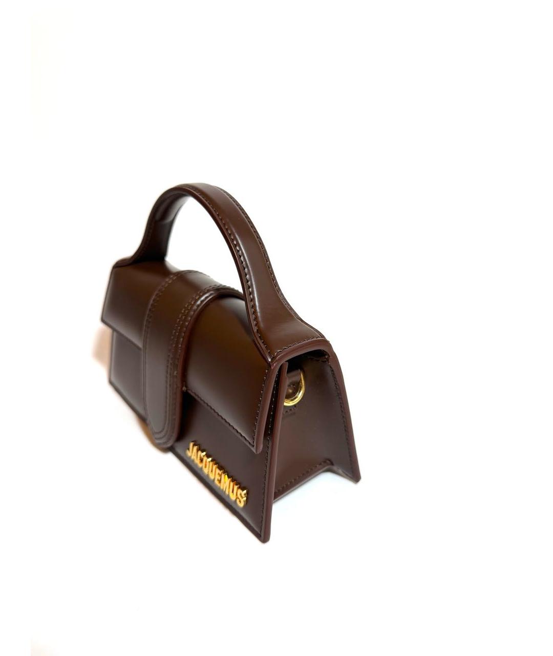 JACQUEMUS Коричневая кожаная сумка с короткими ручками, фото 2