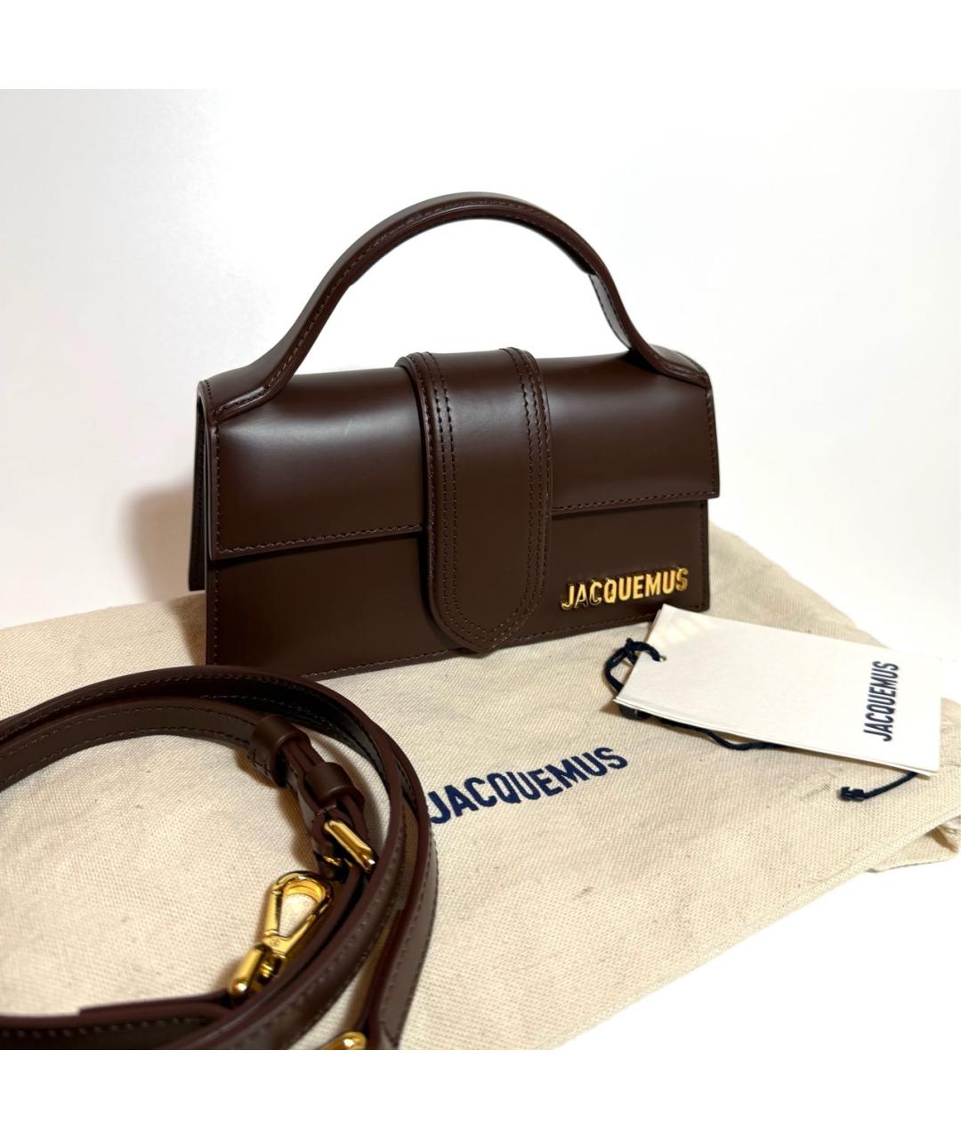 JACQUEMUS Коричневая кожаная сумка с короткими ручками, фото 6