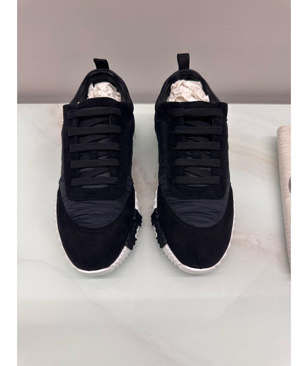 HERMES Черные замшевые кроссовки, фото 2