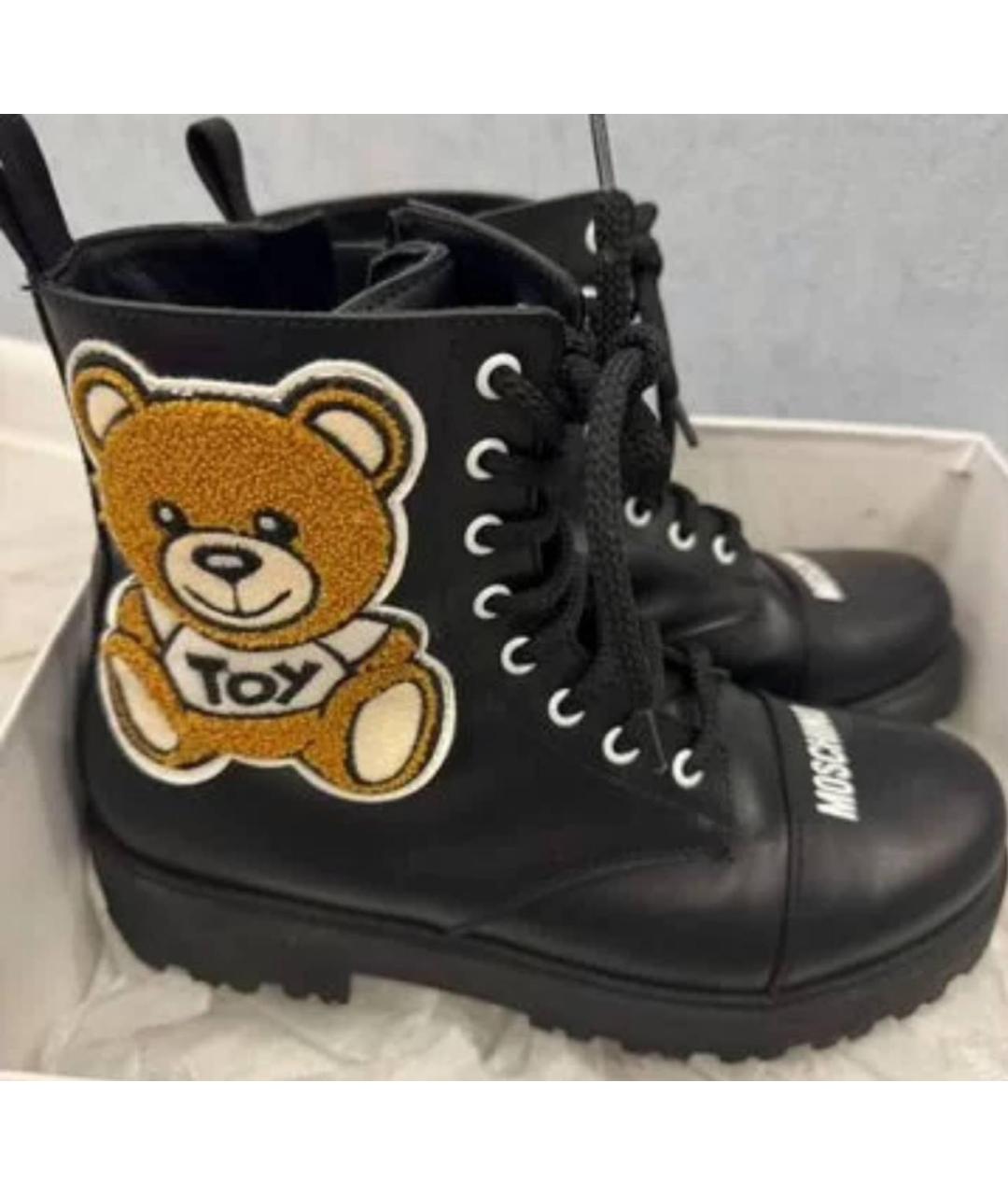 BOUTIQUE MOSCHINO Черные кожаные ботинки, фото 3