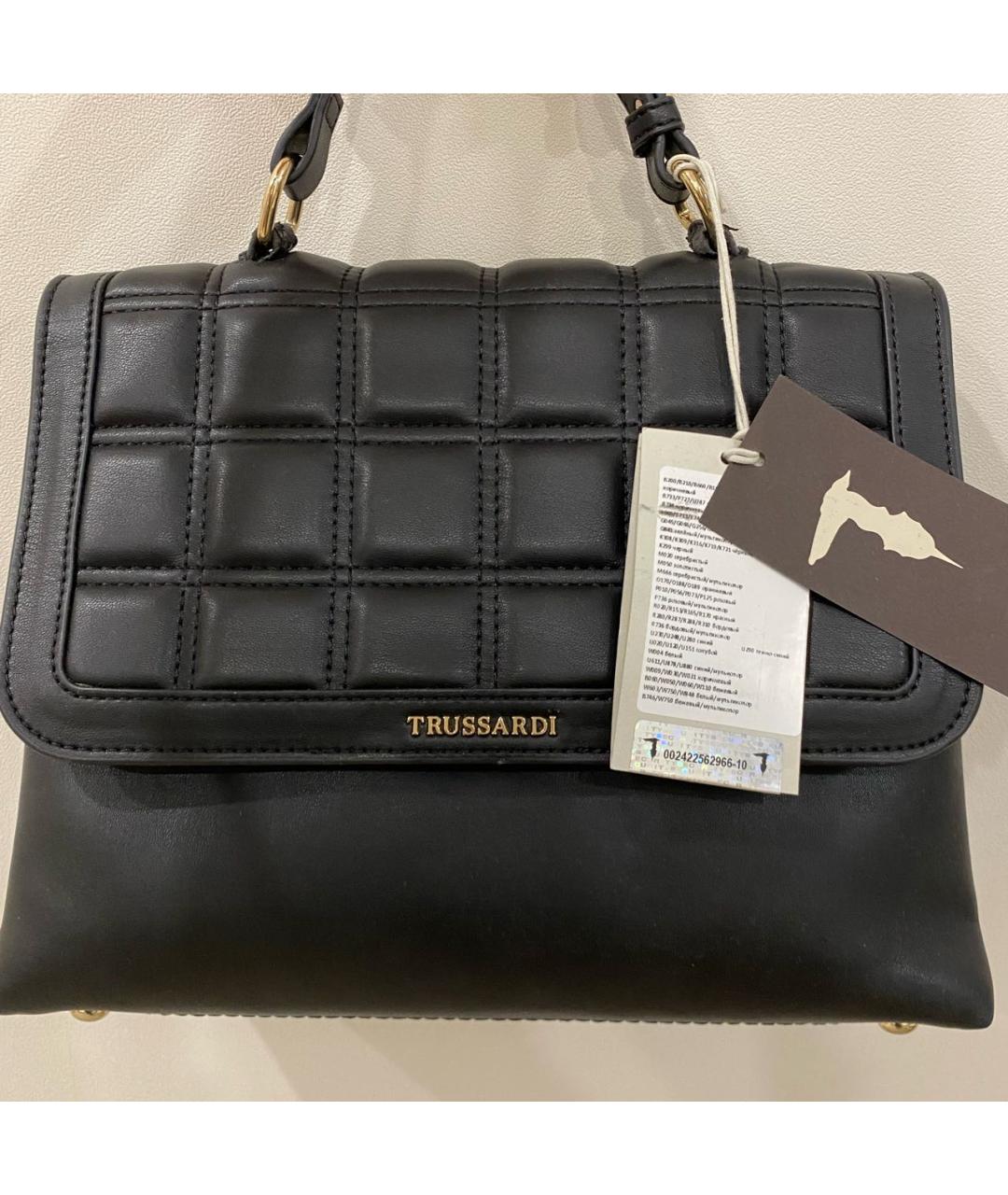 TRUSSARDI Черная сумка с короткими ручками из искусственной кожи, фото 7