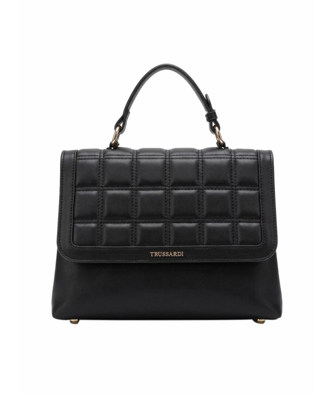 TRUSSARDI Черная сумка с короткими ручками из искусственной кожи, фото 1