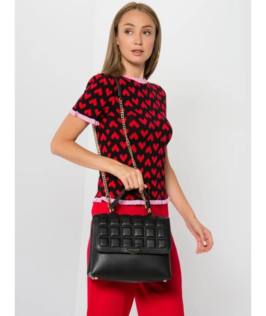 TRUSSARDI Черная сумка с короткими ручками из искусственной кожи, фото 3