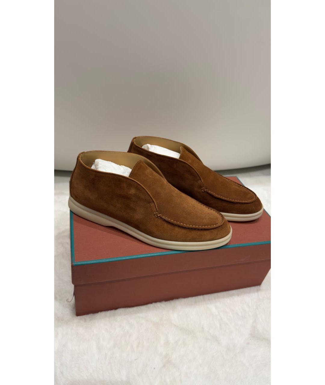 LORO PIANA Оранжевое замшевые лоферы, фото 4
