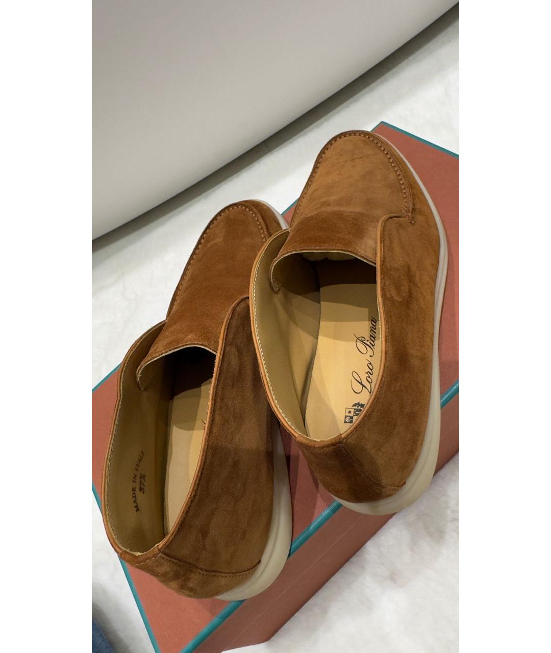 LORO PIANA Оранжевое замшевые лоферы, фото 3