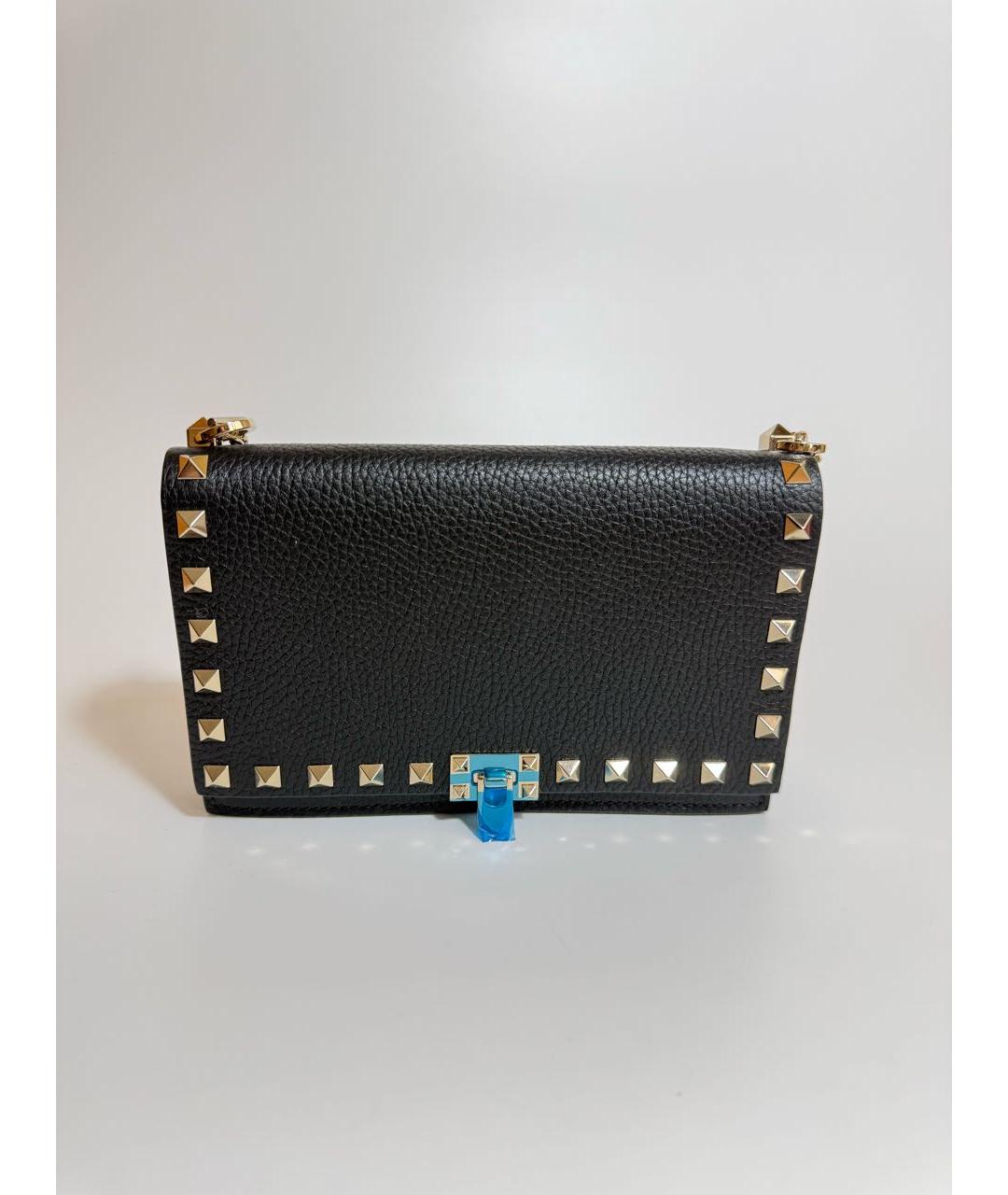 VALENTINO Черная кожаная сумка через плечо, фото 6
