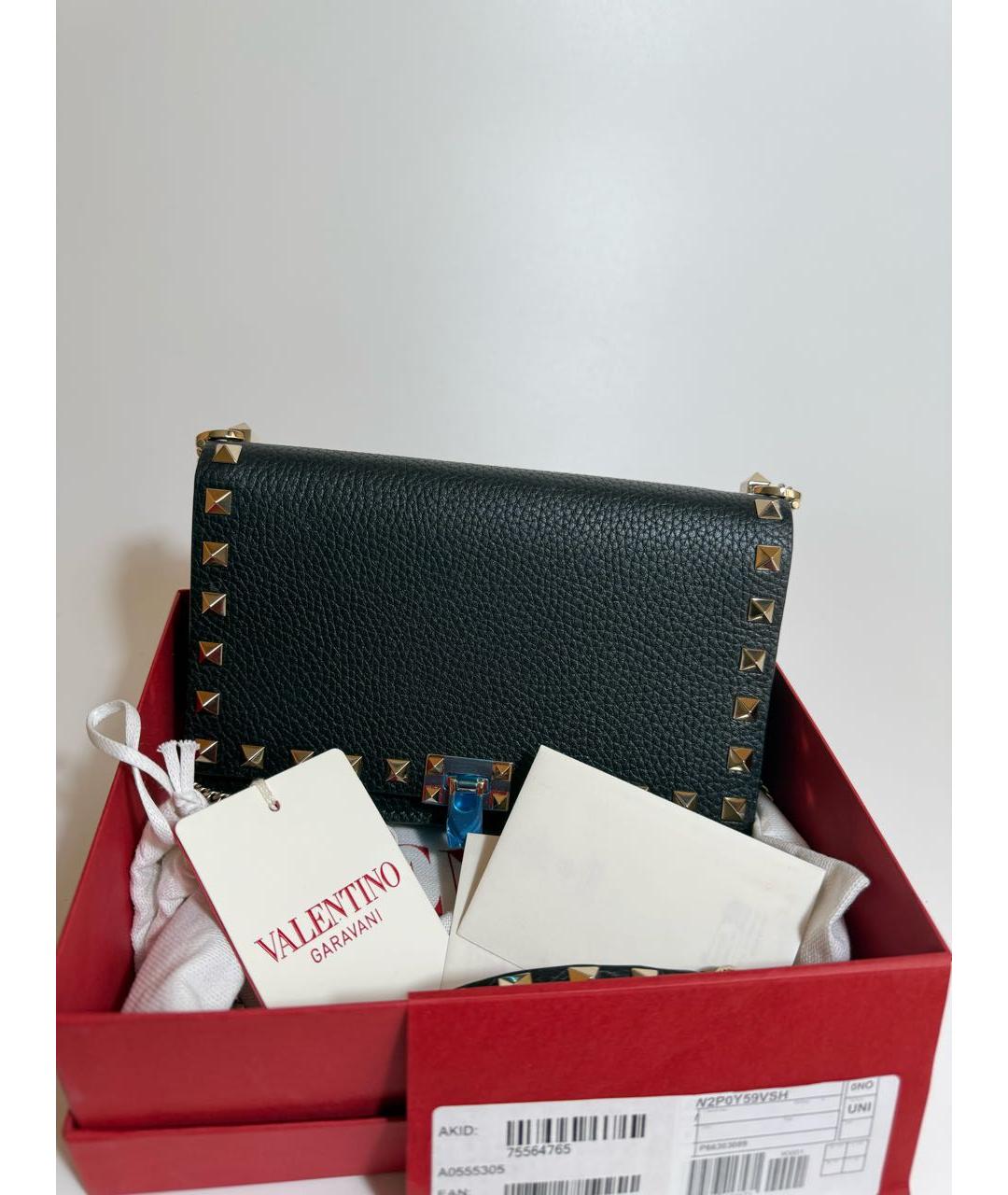 VALENTINO Черная кожаная сумка через плечо, фото 4