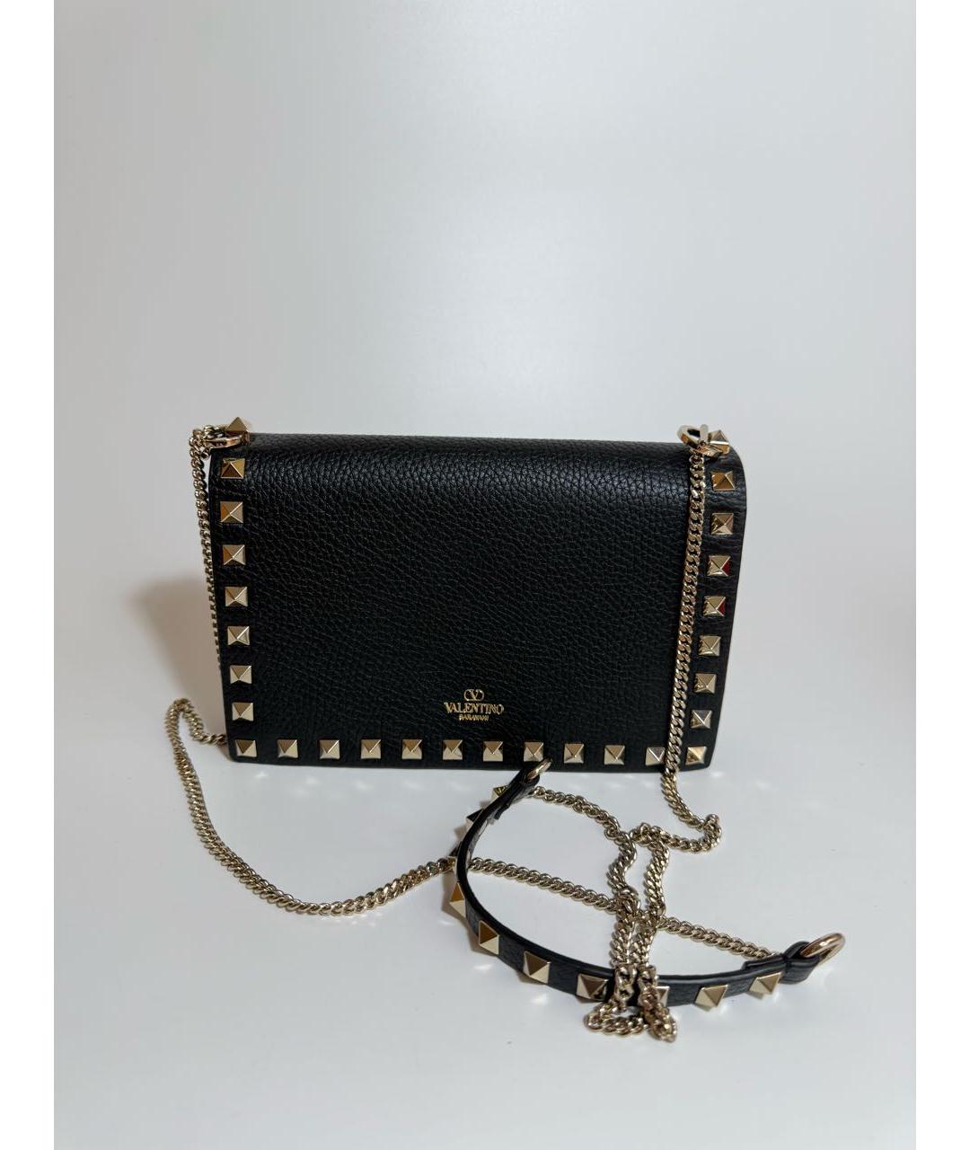 VALENTINO Черная кожаная сумка через плечо, фото 3