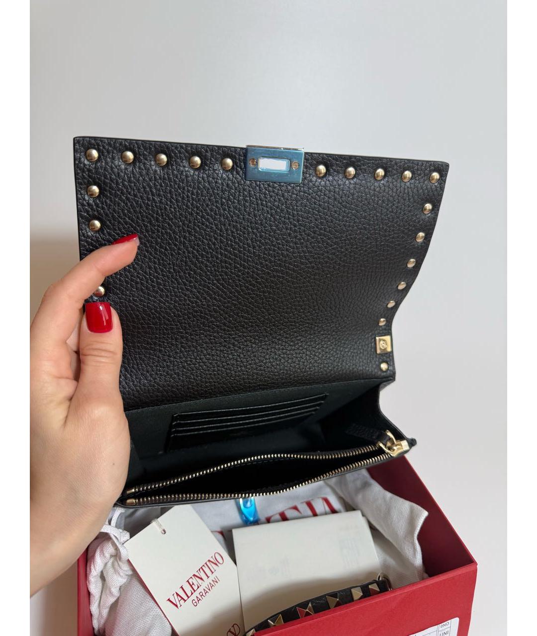 VALENTINO Черная кожаная сумка через плечо, фото 5