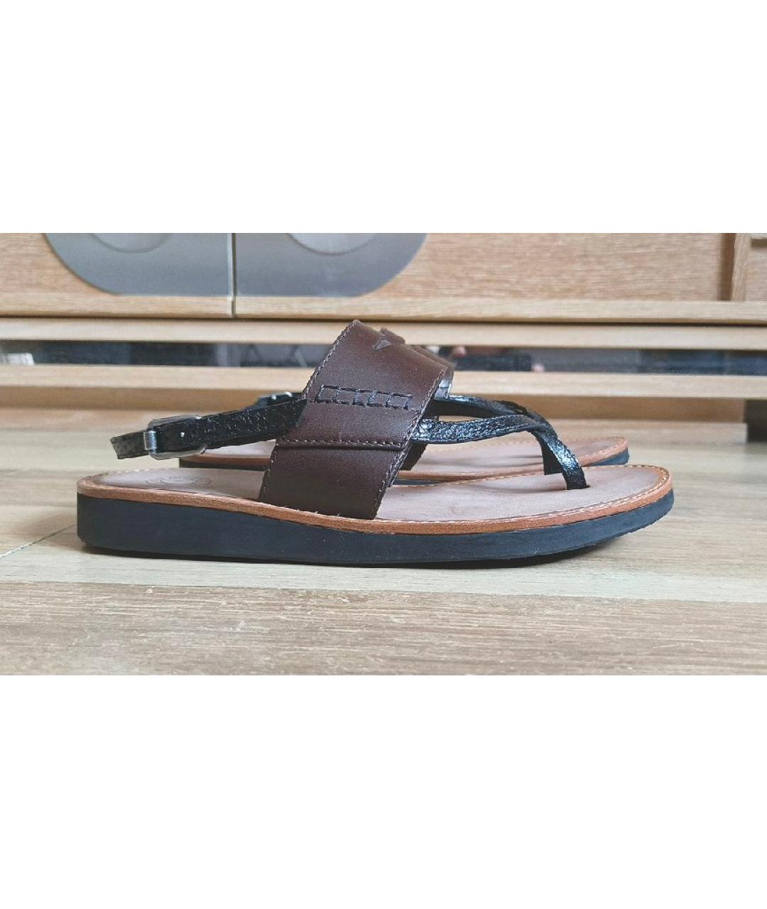 DRIES VAN NOTEN Коричневые кожаные сандалии, фото 8