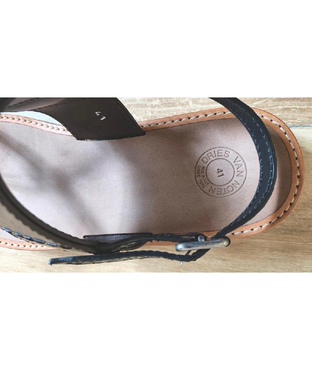 DRIES VAN NOTEN Коричневые кожаные сандалии, фото 5