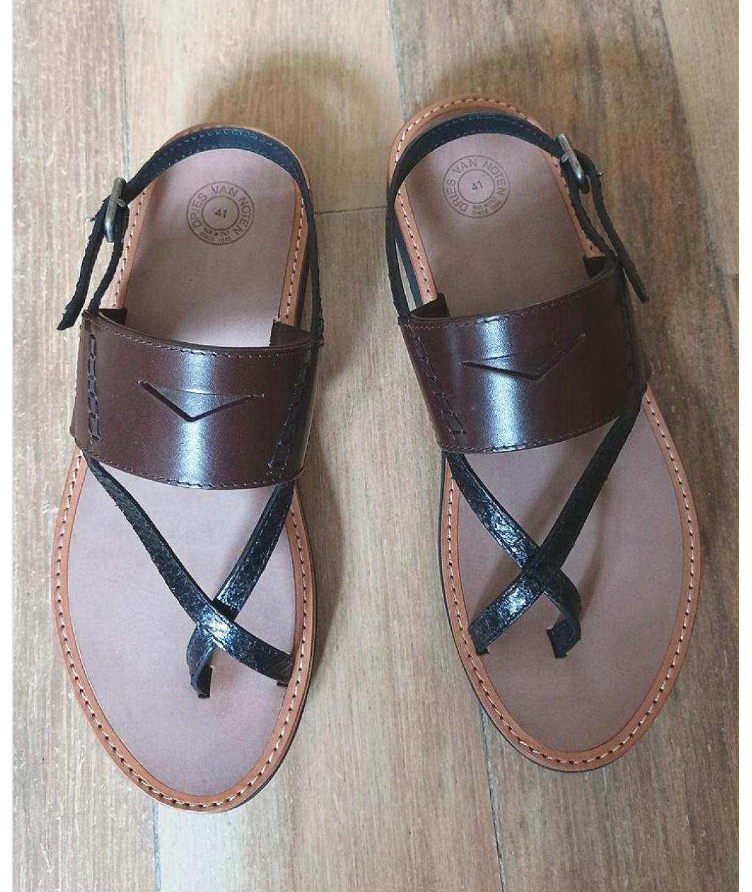 DRIES VAN NOTEN Коричневые кожаные сандалии, фото 3