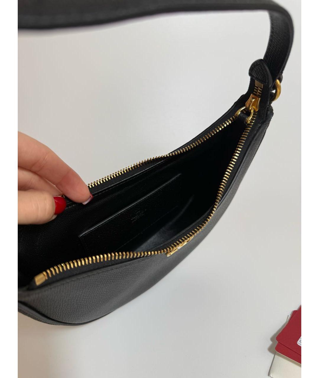 VALENTINO Черная кожаная сумка через плечо, фото 4