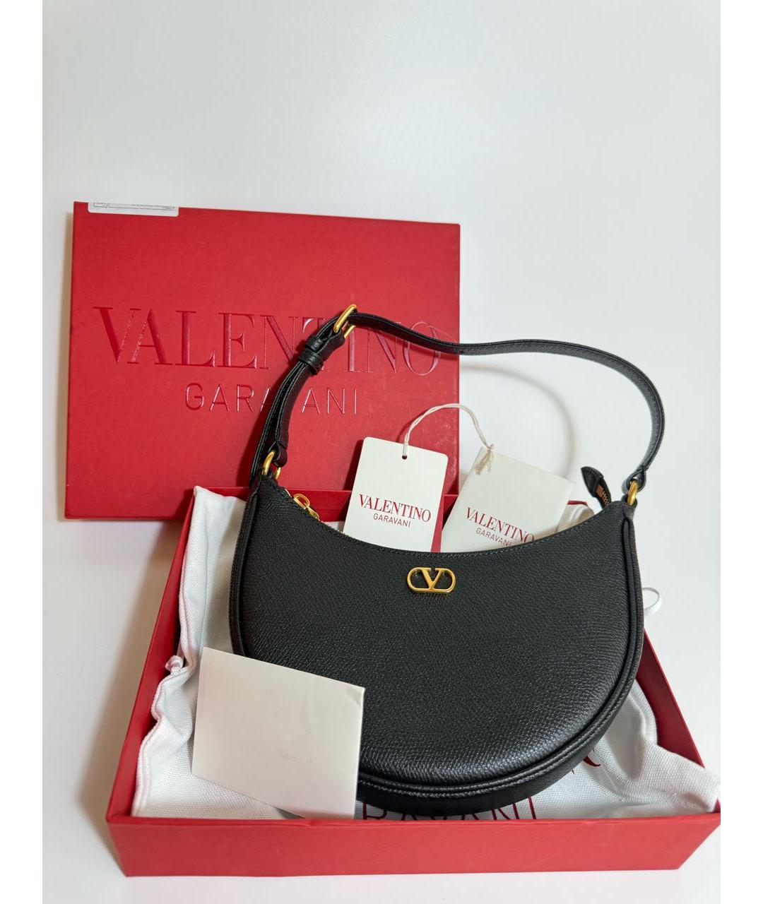VALENTINO Черная кожаная сумка через плечо, фото 5
