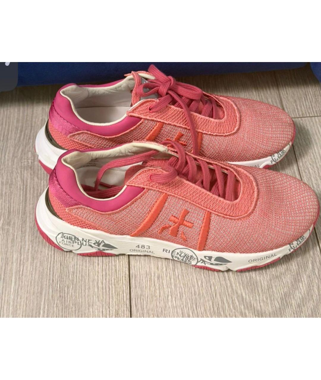 PREMIATA Коралловые текстильные кроссовки, фото 3