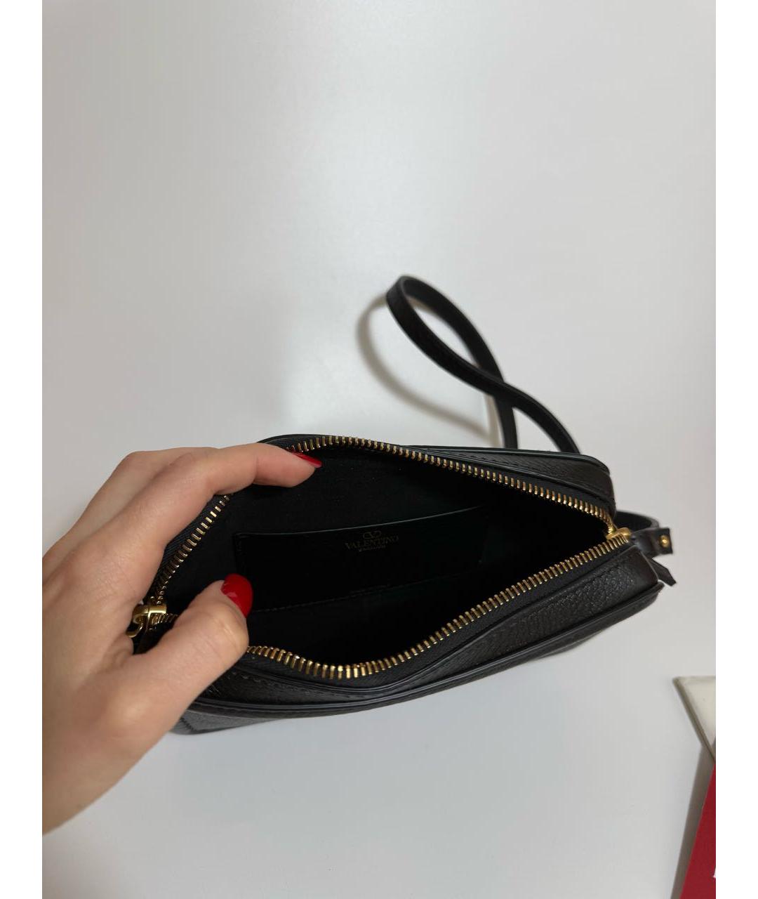 VALENTINO Черная кожаная сумка через плечо, фото 3