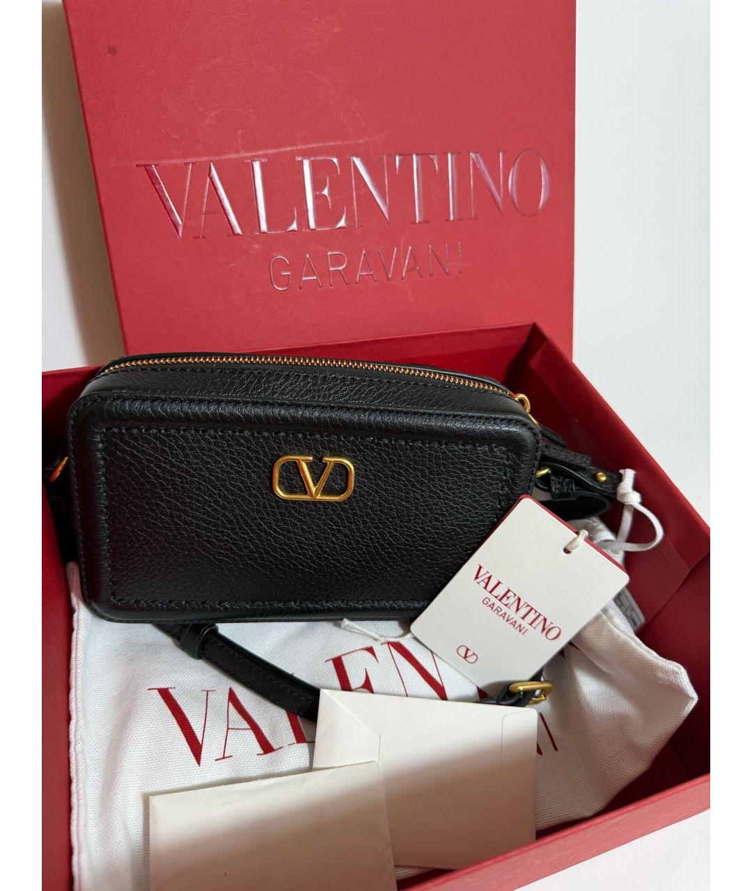 VALENTINO Черная кожаная сумка через плечо, фото 5