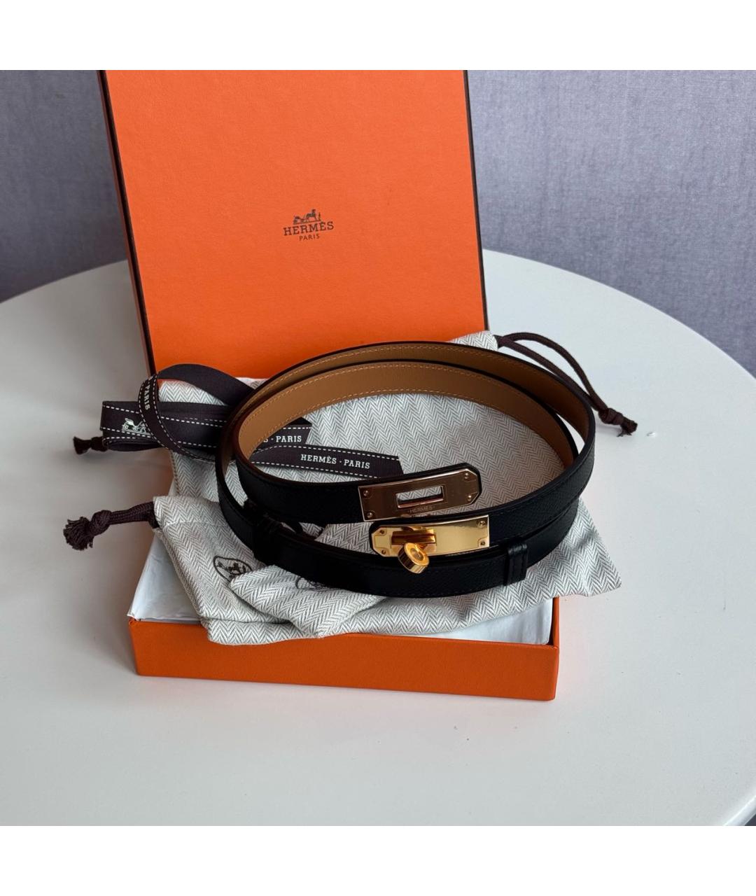 HERMES Черный кожаный ремень, фото 2