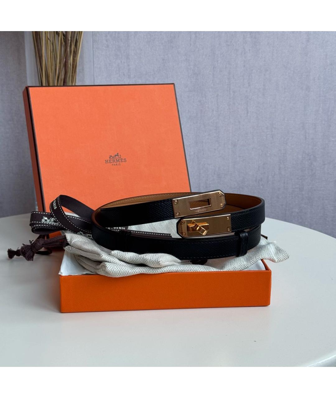 HERMES Черный кожаный ремень, фото 3