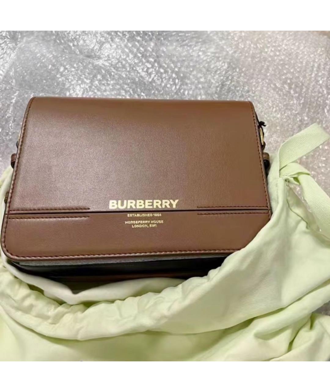 BURBERRY Коричневая кожаная сумка через плечо, фото 4